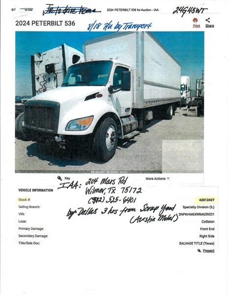 2024 Peterbilt 536 Water Truck  2,000 Gallon
