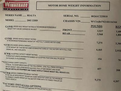 2001 Winnebago RIALTA 22HD   - Photo 12 - Brea, CA 92822