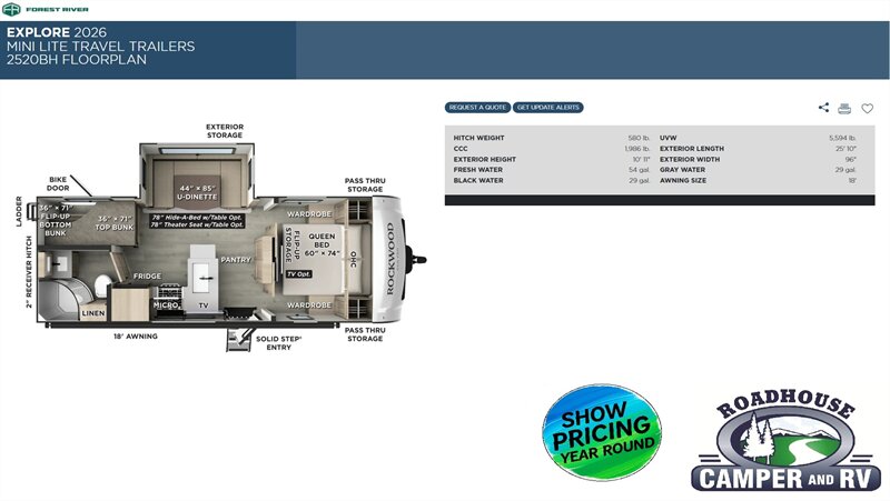 2026 Forest River ROCKWOOD MINILITE 2520BH  