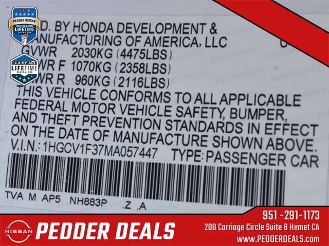 2021 Honda Accord Sport   - Photo 32 - Hemet, CA 92545