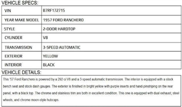 1957 Ford RANCHERO AUTOMATIC - Photo 11 - Indianapolis, IN 46234