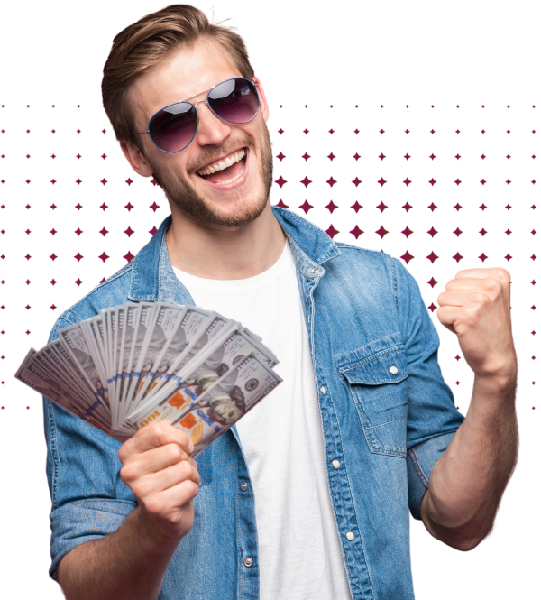 man with money excited to sell car